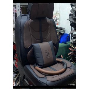 Universal 5 Seater Black And Brown Leather Seat Cover