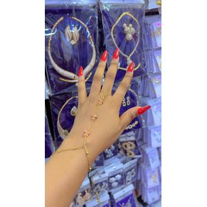 Very Sexy Gorgeous Dainty & Awesome Charming Plated Golden Ring Hand Bracelet For Adorable Unique Sexy Ladies 