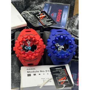 G-Shock GA-V01 Red (GA-V01-4A)) & Blue (GA-V01-2A) Watches Black Shock-Resistant Unisex Sports Wristwatch
