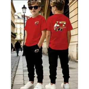 Children Graphic Co-Ord Set Stylish Half Sleeve T-Shirt & Cargo Pants Combo Joggers Comfortable Casual Clothing Outfit 