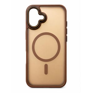 iPhone 16 MagSafe Compatible Transparent Brown Tinted Case with Shockproof Bumper – Slim Protective Cover