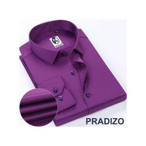 Pradizo Men's Corporate Quality Formal Office Plain Slim Fit Long Sleeve Purple Shirt
