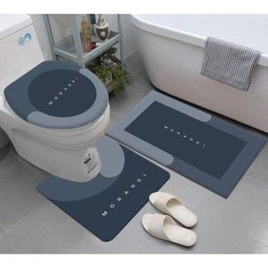 3pcs Silicone Non-Slip Shaggy Soft Water Absorption Toilet Mat