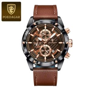 POEDAGAR  Superior Premium Brown Chronograph Designer Wristwatch For Legends