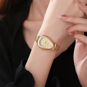 Serpent oval dial steel band women's wristwatch
