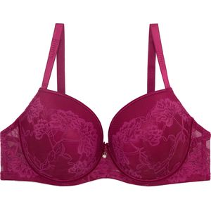Binnys Premium Ruby Red Lace Underwire Bra,Breathable Mesh Cup ,Adjustable Shoulder Strap Smooth Shape, Full-coverage cup,Comfortable T-Shirt Bra Invisible Fit Daily Outfit Lingerie Everyday Women Bra 