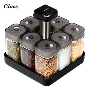 1pc 7pcs/set Rotating Seasoning Box Set Salt, Pepper, Spices Container For  Kitchen Storage, Glass Jars With Sealed Lids