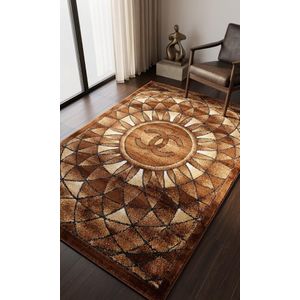 Medusa Greek Key Border Plush shag Area Rug - Gold & Black (Premium Office Decor)
