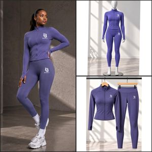 BETABODY Women's Performance Elastic 2 Piece Tracksuit Gym Set Long-Sleeve Training Top & Athletic Pant Trouser, Female Ladies Women’s Gym Wear Set Long Sleeve Zip-Up Jacket and High-Waist Leggings
