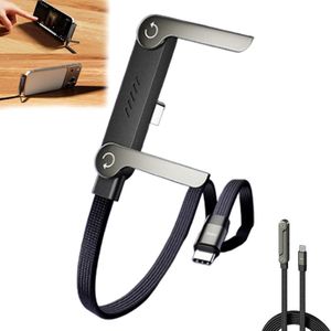 2-in-1 Invisible Holder Charger Cable – Fast Charging Cord with Built-in Phone Stand, 240W Super Fast Charging Cord with Built-in Folding Phone Stand, Type-C Cable for iPhone Gaming(1PC)