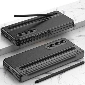 Pouch  Samsung Galaxy Z Fold 3 5G Case, Hidden S Pen Holder, Built-in Screen Protector With PU Leather For Samsung Galaxy Z Fold 3 5G 2021