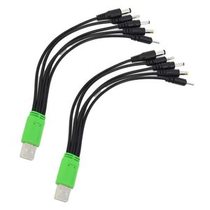 2PCS 20cm USB male to 5 way DC 5.5x2.1mm 4.0x1.7 3.5mm 2.5mm 2.0x0.7mm male power charging cable