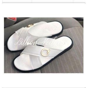 Men's Smart Leather Palm Slippers - White
