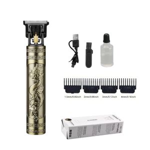 T-Shaped Beard Trimmer – USB Rechargeable – 4 Guide Combs & Lubricating Oil – Home Use Grooming Kit for Men