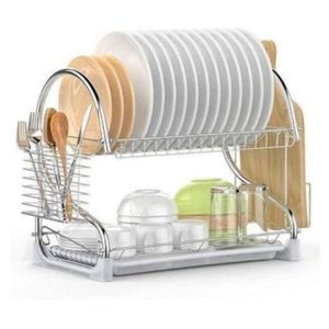 16 Plates 2 Layers Stainless Steel Dish Drainer 