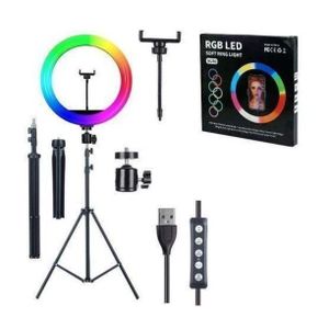 Rgb 18 INCHES RINGLIGHT +3 PHONE HOLDER +TRIPOD STAND