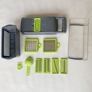 9 piece set Multifunctional vegetable cutter potato shredder slicer grater  kitchen artifact Multi-purpose drain Storage basket