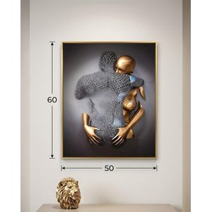 Elegant Gold and Geometry Framed Abstract 3D Wall Art - 50x60cm