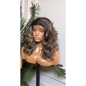 Highlighted Wavy Bounce Closure Wig 