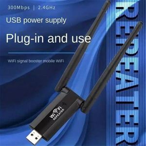USB WiFi Repeater Wireless Network Adapter with Dual High-Gain External Antennas