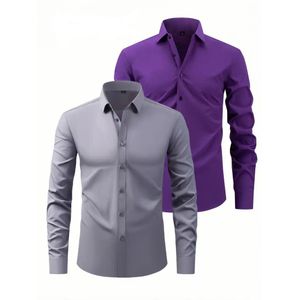 2in1 Quality Plain Office Shirt For Unisex-Grey And Purple