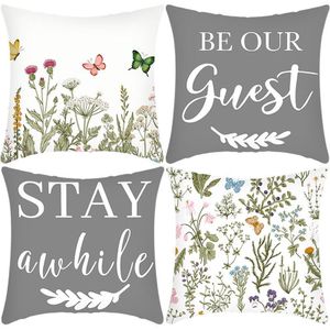 Gray Pillow Cases Set Of 4 Home Decor Throw Pillow Cases