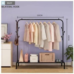 35kg Strong Quality Single Pole Hanger Cloth Storage Rack With Wheels & Side Hooks 