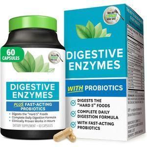 SUPPLEMENT NEEDS Digestive Enzymes with Probiotics for Gut Health & Bloating Relief – Fast Acting Digestive Aid Before Meals, Anti-Gas & Indigestion Support Capsules, Complete Digestion Supplement for Men & Women (60 Capsules) 