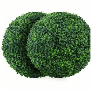 Clo 2pcs 27.99/40.01 cm Artificial Plant Topiary Ball Faux Boxwood Decorative Balls for Backyard, Balcony, Garden, Wedding, and Home Decoration