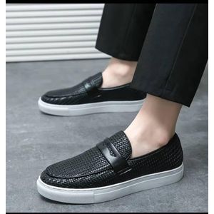 Men's Slip-on Loafers Soft Breathable Casual Leather Shoes Black