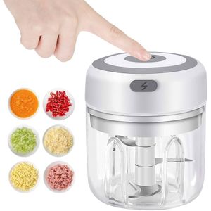 250mL Mini Electric Garlic Ginger Meat Chili Vegetables Chopper Masher Grinder Machine Crusher Kitchen Tool Sturdy Durable USB Charging