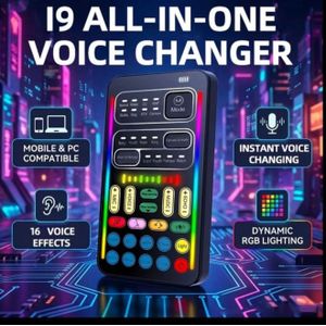 TWS Real-Time Voice Changer with Type-C and iPhone Jack - Sound Card Kit with Multiple Voice Effects, Male-To-Female, Female-To-Male, Young-To-Old, Old-To-Young. Comes with And Computer Connection Cable. Compatible with PC, PS5, PS4, Xbox.