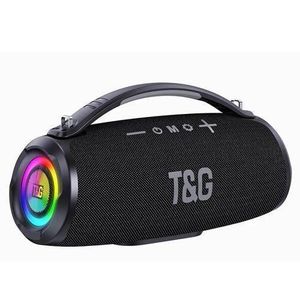 T&G TG-395 HIFI Quality Boombox Wireless Blue-tooth Outdoor Portable Speaker Party LED Colorful Light Woofer Bass Waterproof Speaker (BLACK)