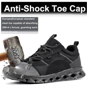 Safety Shoes Steel Toe Work Boots Breathable Fabric Upper Grey