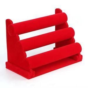 Luxury Red 3 Stack Wrist Watch, Bracelet And Bangles Organiser And Display Rack Stand