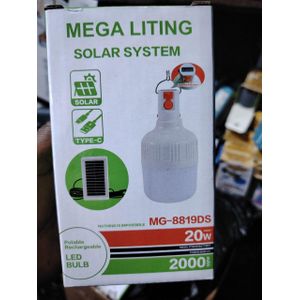 20W Portable Rechargeable Solar LED Bulb with Solar Panel & Type-C Charging – 2000mAh