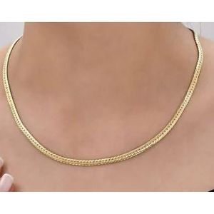 Fashion Jewelry 3mm Herringbone unisex Gold 16" necklace 