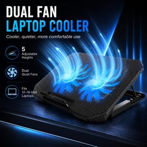 Laptop Cooling Pad Stand Dual Fan Notebook Cooler Adjustable Height USB Cooling Fan for 12-16 Inch Laptops
