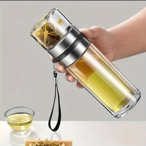 Double-layer Glass Tea And Water Separation Cup - 500ml