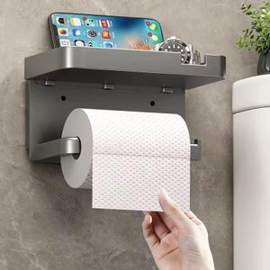 Bathroom Tissue Box Storage Rack No Drill Wall-Mounted Toilet Paper Holder Storage Rack