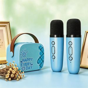 Basix Dual Wireless Mic Karaoke Speaker, Bluetooth 5.1, 3D Surround HIFI Sound, Magic Voice Effects, Rechargeable Portable Karaoke Machine，Ideal Gift for Kids