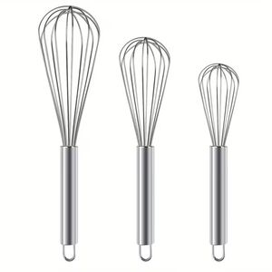 Clo 3pcs Stainless Steel Egg Beater Set - Manual Kitchen Mixer, Suitable for Beating, Whipping, Mixing - Enhanced Durability Bubble Egg Beater Set, Food Grade, Easy to Clean, Ergonomic Design - No Batteries Required