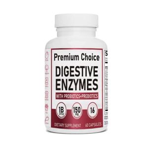 SUPPLEMENT NEEDS Digestive Enzymes Supplement – Probiotics + Prebiotics for Bloating Relief, Gas Control & Fast Digestion – 16 Powerful Enzymes – 60 Capsules White