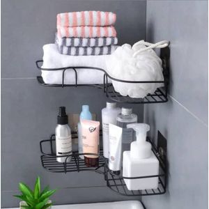 2Pcs Corner Shower Caddy Shelves Wall Mounted Basket Rack Bathroom