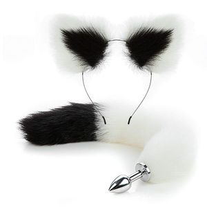 Fox Tail Anal Plug Stainless Steel Couple Toy Removable Plug