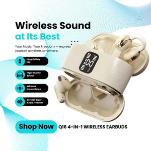 NEW Q16 Bluetooth 5.4 Noise Cancelling Wireless Earbuds 2-in-1 Couple Gaming Earphones with LED Power Display
