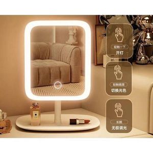 Led Makeup Mirror Rechargeable Square Design 3 Level Light Color