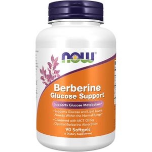 Now Foods Supplements, Berberine Glucose Support, Combined with MCT Oil for Optimal Berberine Absorption, 90 Softgels