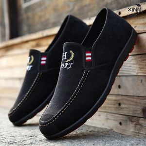 Men's Fashion Canvas Loafers Men's Business Shoes Casual Shoes - Black