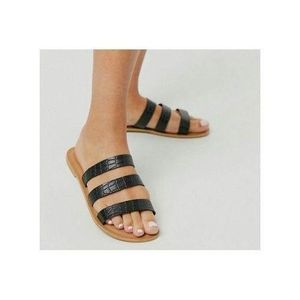 Classy Female Black Skin Leather Slippers